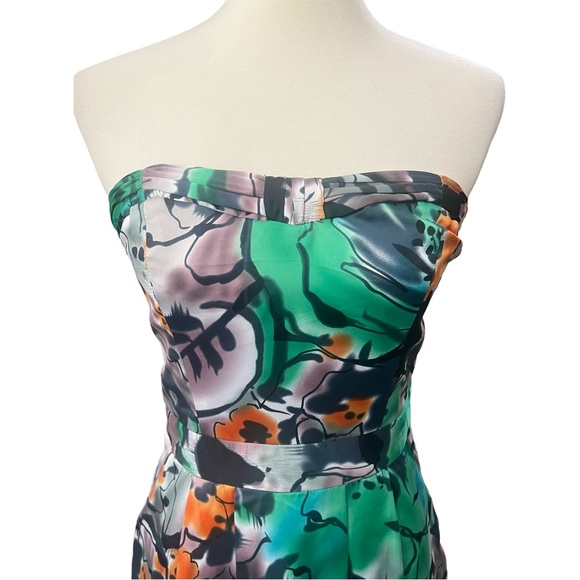 The Limited Strapless Dress - Green, Orange, Black Floral - Picture 3 of 7